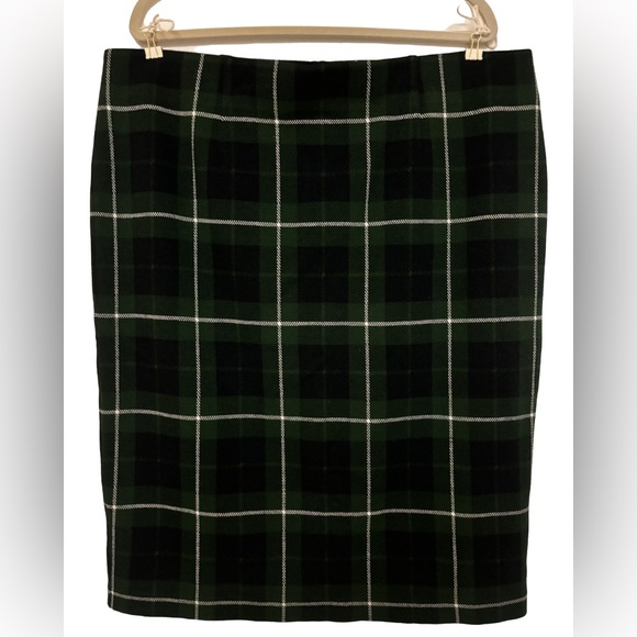 XL Women’s J Jill Plaid Skirt Hunter Green Christmas - Picture 1 of 5